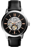 Fossil ME3153 Townsman Skeleton Men's Watch – Black Dial & Black Leather Strap