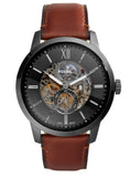 Fossil ME3181 Townsman Automatic Skeleton Men's Watch – Black Dial & Brown Leather Strap