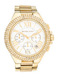 Michael Kors Camille Silver Diamonds Dial Gold Steel Strap Watch for Women - MK5756