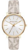 Michael Kors MK2858 Pyper Quartz Women's Watch – Silver Dial & White Leather Strap