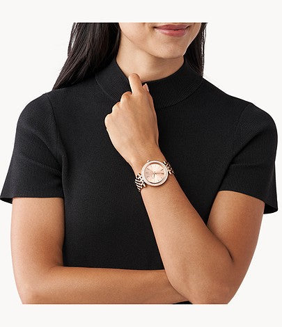 Michael Kors Darci Rose Gold Dial with Diamonds Rose Gold Stainless Steel Strap Watch for Women - MK3192