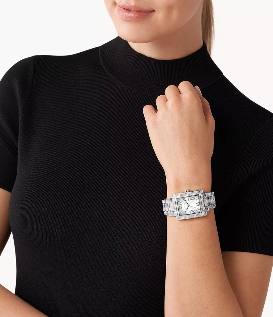 Michael Kors Emery Analog Crystals Silver Dial Silver Steel Strap Watch for Women - MK4648