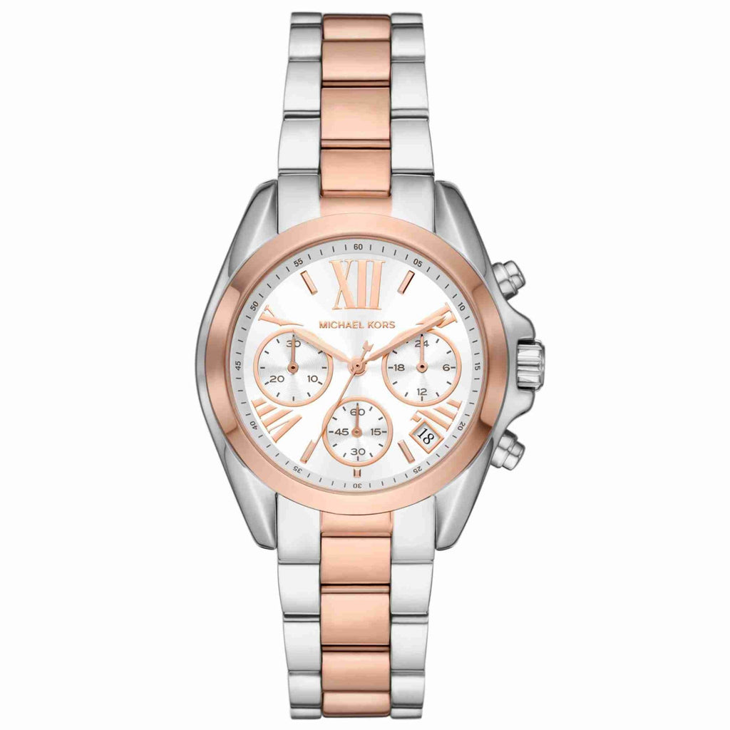 Michael Kors Bradshaw Chronograph White Dial Two Tone Steel Strap Watch For Women - MK7258