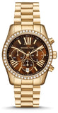 Michael Kors MK7276 Lexington Chronograph Women's Watch – Brown Dial & Gold Steel Strap