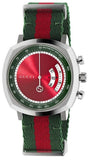 Gucci YA157304 Grip Chronograph Quartz Men's Watch – Red Dial & Two-Tone NATO Strap