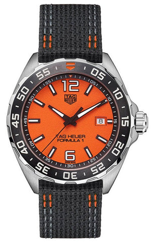 Tag Heuer Formula 1 Quartz Orange Dial Black Nylon Strap Watch for Men - WAZ101A.FC8305
