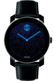 Movado 3600137 Bold Quartz Men's Watch – Metallic Blue Dial & Black Leather Strap