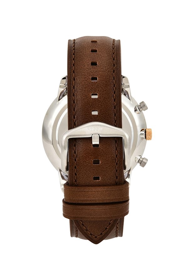 Fossil Neutra Chronograph Black Dial Brown Leather Strap Watch for Men - FS5408