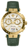 Versace VBR020017 Aion Chronograph Men's Watch – White Dial & Green Leather Strap