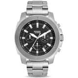 Fossil Modern Machine Black Dial Silver Steel Strap Watch for Men - FS4926