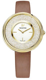 Swarovski 5275040 Crystalline Pure Women's Watch – White Dial & Brown Leather Strap