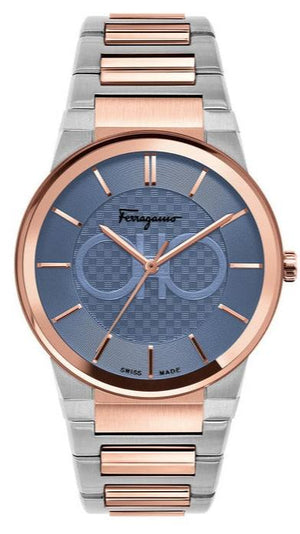 Salvatore Ferragamo Sapphire Blue Dial Two Tone Steel Strap Watch for Men - SFHP007-20