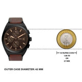 Fossil FS5798 Everett Chronograph Men's Watch – Black Dial & Brown Leather Strap