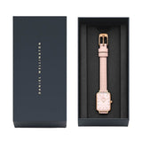 Daniel Wellington Quadro Pressed Mother of Pearl Pink Dial Pink Leather Strap Watch For Women - DW00100508