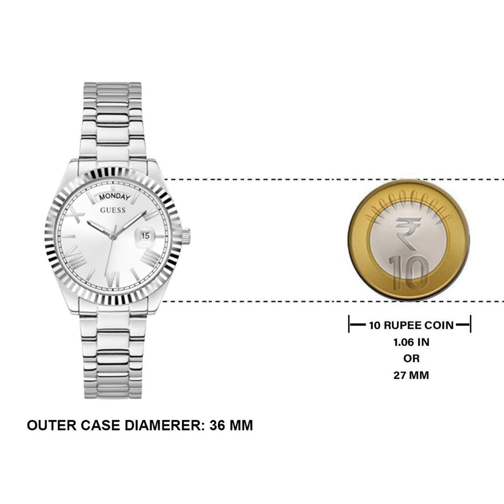 Guess Luna Silver Dial Silver Steel Strap Watch for Women - GW0308L1