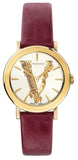 Versace VEHC00219 Virtus Quartz Women's Watch – White Dial & Red Leather Strap