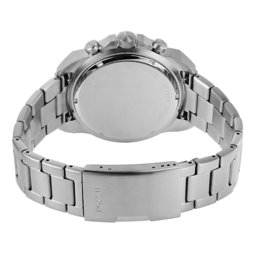 Fossil Bronson Chronograph Red Dial Silver Steel Strap Watch for Men - FS5878