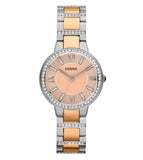 Fossil Virginia Rose Gold Dial Two Tone Steel Strap Watch for Women - ES3405