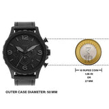 Fossil Nate Chronograph Black Dial Black Leather Strap Watch for Men - JR1354