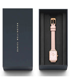 Daniel Wellington Quadro Pressed Mother of Pearl Pink Dial Pink Leather Strap Watch For Women - DW00100508