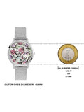 Guess Sparkle Butterfly White Dial Silver Leather Strap Watch For Women - GW0008L1