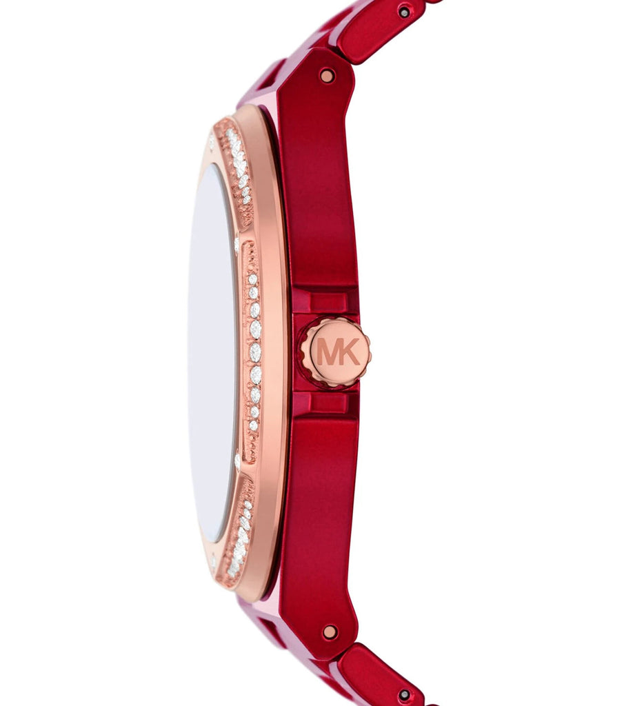Michael Kors Lennox Analog Crystals Red Dial Red Steel Strap Watch for Women - MK7455