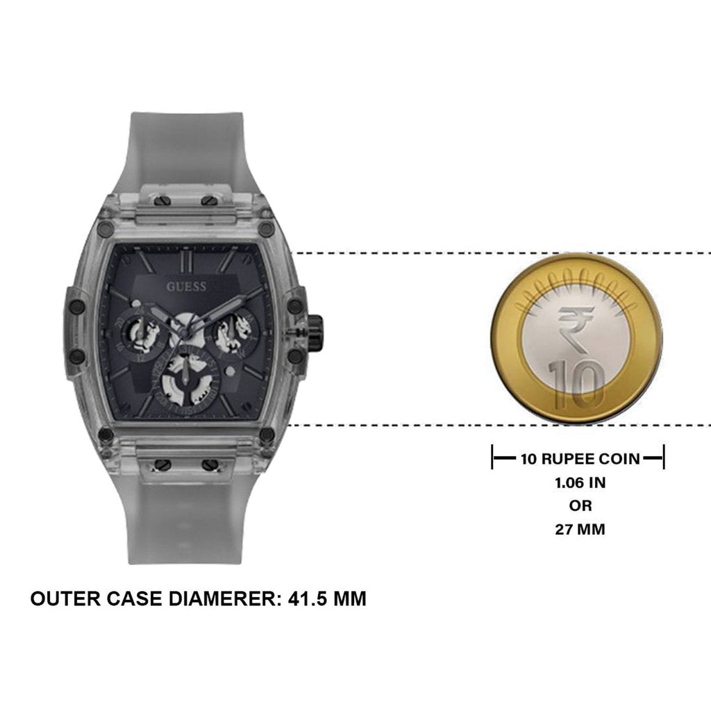 Guess Phoenix Multifunction Black Dial Grey Silicone Strap Watch For Men - GW0203G9