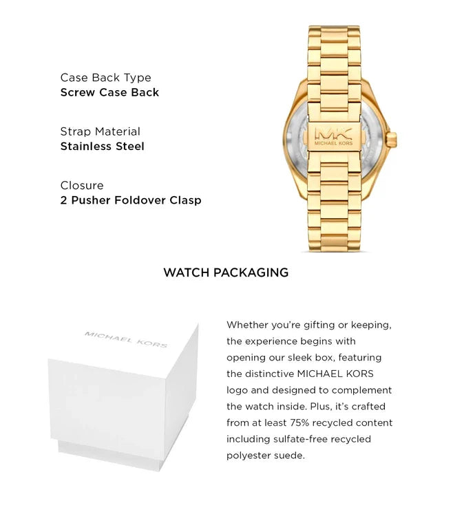 Michael Kors Maritime Analog Green Dial Gold Steel Strap Watch for Men - MK9162