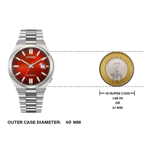 Citizen Tsuyosa NJ0150-56W Men's Automatic Watch – Red Dial with Silver Steel Strap