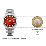 Citizen Tsuyosa NJ0150-56W Men's Automatic Watch – Red Dial with Silver Steel Strap