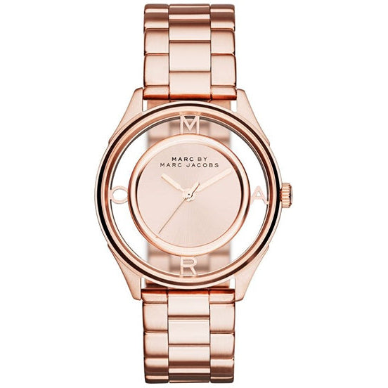 Marc Jacobs Tether Transparent Rose Gold Dial Rose Gold Steel Strap Watch for Women - MBM3414