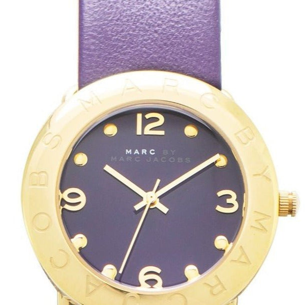 Marc Jacobs Amy Purple Dial Purple Leather Strap Watch for Women - MBM1151