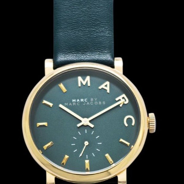 Marc Jacobs Baker Green Dial Green Leather Strap Watch for Women - MBM1268