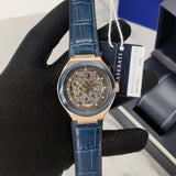 Maserati Triconic Skeleton Black Dial Blue Leather Strap Watch For Men - R8821139001