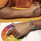 Maurice Lacroix AI6008 Aikon Limited Edition Automatic Date Men’s Watch – Orange Dial & Silver Steel Strap