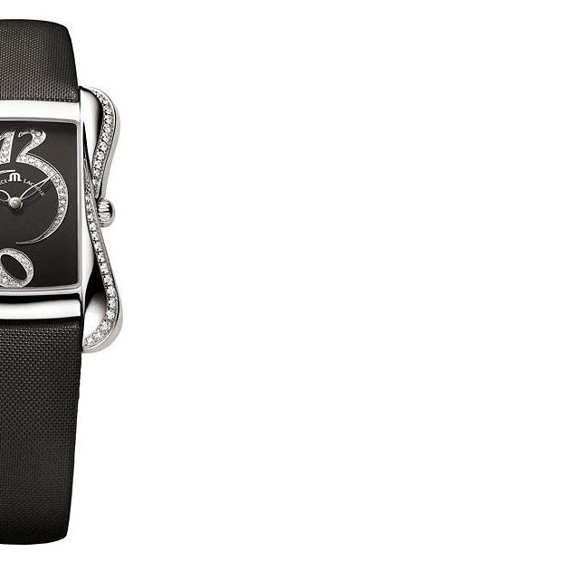 Maurice Lacroix Fiaba Black Dial with Diamonds Black Leather Strap Watch for Women - DV5012-SD531-350