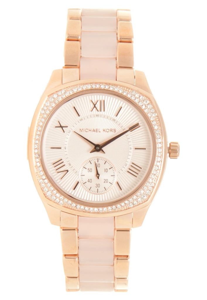 Michael Kors Bryn Rose Gold Dial Two Tone Steel Strap Watch for Women - MK6135