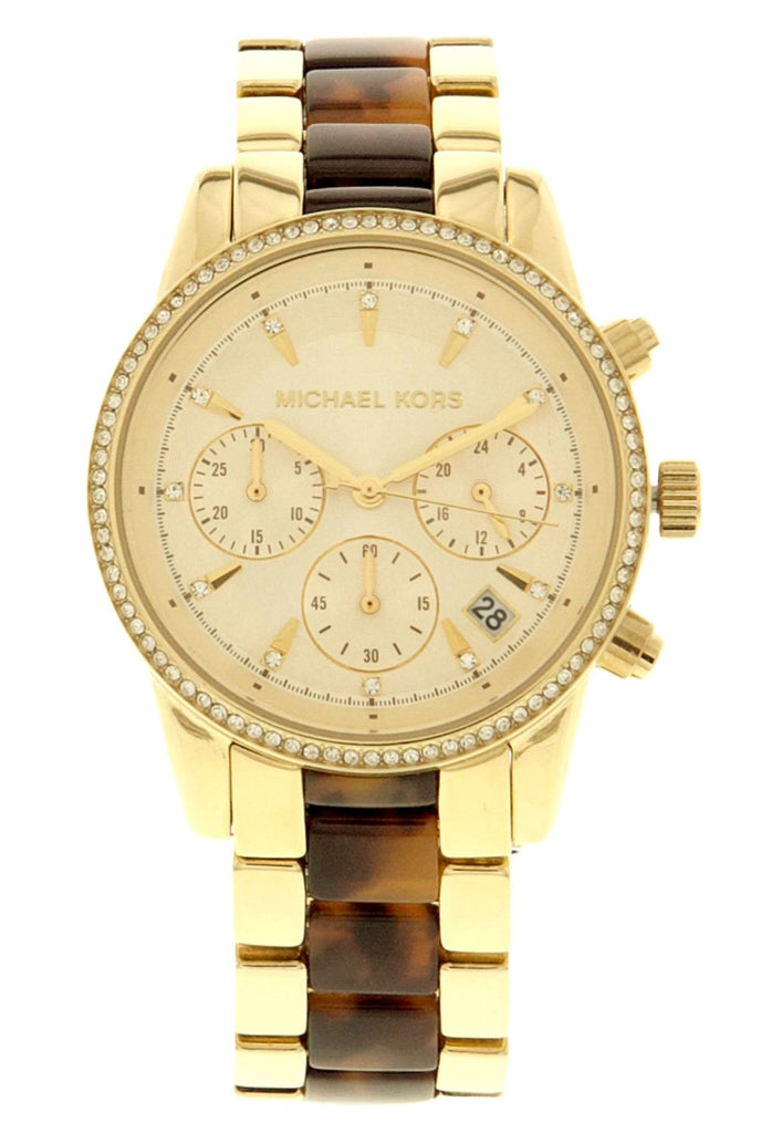 Michael Kors Ritz Gold Dial Two Tone Steel Strap Watch for Women - MK6322