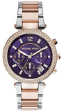 Michael Kors MK6108 Parker Chronograph Quartz Women's Watch – Purple Dial & Two-Tone Steel Strap