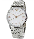 Emporio Armani Kappa Quartz White Dial Silver Steel Strap Watch For Men - AR80014