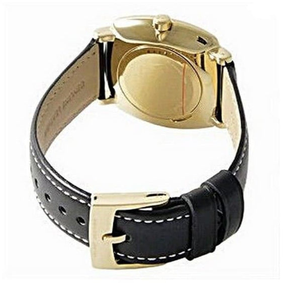 Marc Jacobs Mandy White Dial Black Leather Strap Watch for Women - MJ1564