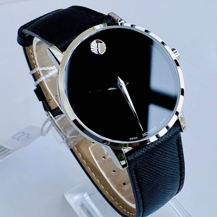 Movado 0607194 Museum Classic Men's Watch – Black Dial & Black Leather Strap
