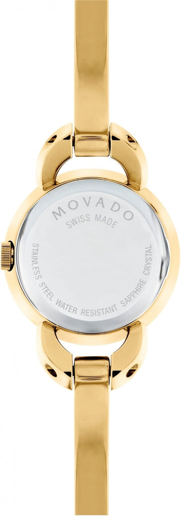Movado Rondiro 22mm Black Dial Yellow Gold Steel Strap Watch For Women - 0606888