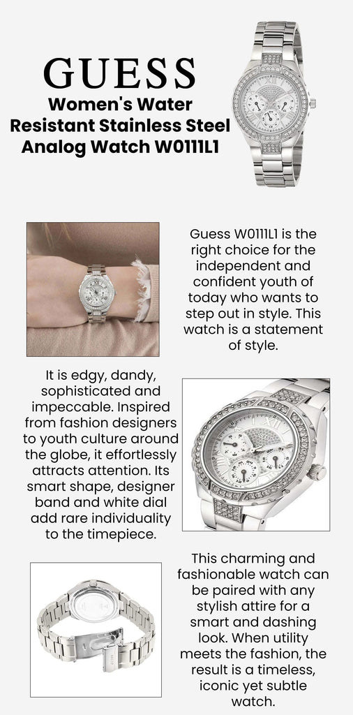 Guess Viva Quartz Silver Dial Silver Steel Strap Watch For Women - W0111l1