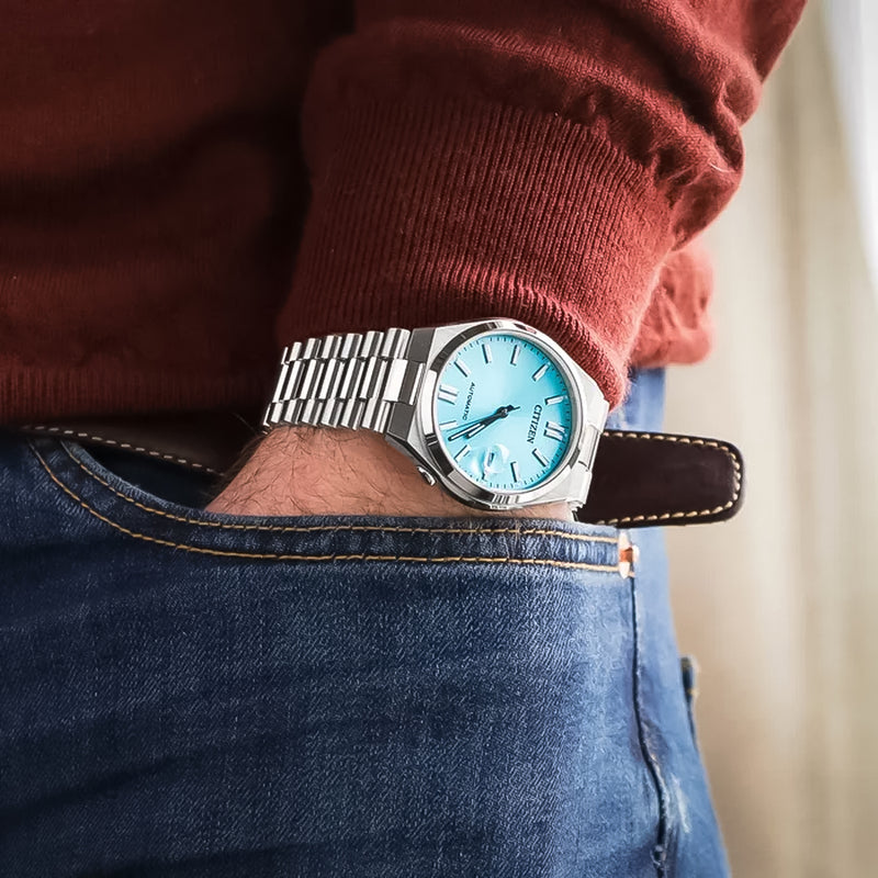 Citizen Tsuyosa NJ0151-88M Men's Automatic Watch – Turquoise Dial with Silver Steel Strap