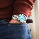 Citizen Tsuyosa NJ0151-88M Men's Automatic Watch – Turquoise Dial with Silver Steel Strap