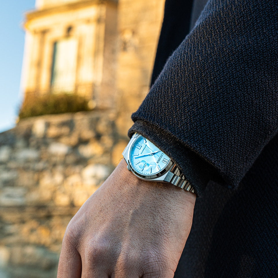 Citizen Tsuyosa NJ0151-88M Men's Automatic Watch – Turquoise Dial with Silver Steel Strap