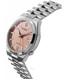 Citizen Tsuyosa Automatic Salmon Orange Dial Silver Steel Strap Watch For Men - NJ0159-86Z