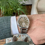 Citizen Tsuyosa NK5010-51X Men's Automatic Watch – Yellow Dial with Titanium Case & Silver Steel Strap