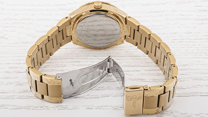 Guess Viva Diamonds Gold Dial Gold Steel Strap Watch for Women - W0111L2